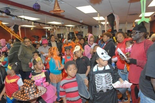 Halloween party crowd